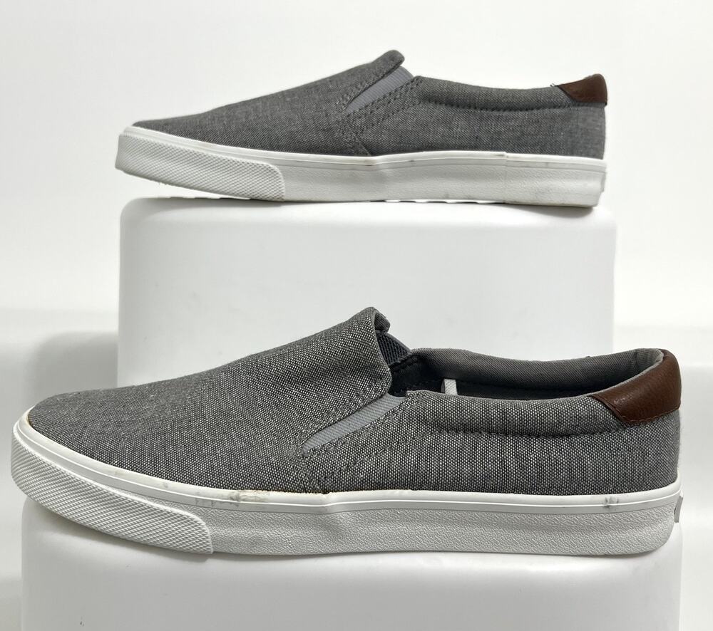 Old Navy Men’s Gray Canvas Slip On Sneakers Size 8 Casual Comfort Shoes